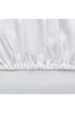 Cearceaf de pat cu elastic 160x200+20 cm, 100% bumbac, damasc cu latime dungi 1 cm, alb - imagine 2