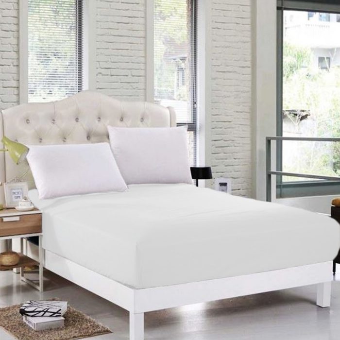 Cearceaf pat cu elastic ranforce 140x200 cm alb - imagine 2