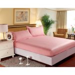 Cearceaf pat cu elastic 180x200+25 cm, damasc saten color dungi inguste 1 cm, 100% bumbac, rosse