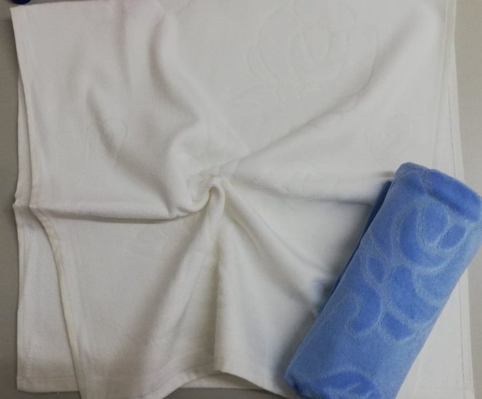 Set 2 prosoape baie 100% Katifee, 50x90cm White & Blue - imagine 2