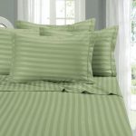 Cearceaf pat cu elastic 140x200+20 cm, damasc saten color dungi inguste 1cm, 100% bumbac, menta
