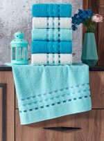 Set 3 prosoape baie multicolor 100% bumbac ,50x90cm  - Mediteranean Sea - imagine 2