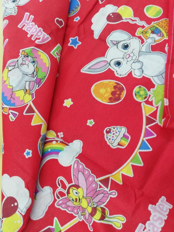 Cearceaf pat , cu iepurasi de Paste  ,bumbac 100%, 200x220cm P004P - imagine 2