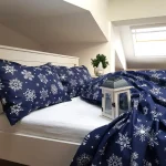 Cearceaf de pilota , 100% bumbac, albastru cu fulgi de zapada, 180x215 cm, - imagine 3