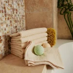 Pachet 6 prosoape baie pentru maini, 30x50 cm, 100% bumbac, ivoire - imagine 2