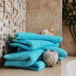 Prosop baie - 100% bumbac - 70x140 cm, model fara bordura, tourquoise - imagine 3