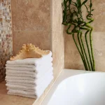 Prosop baie - 100% bumbac - 50x90 cm, model fara bordura, alb