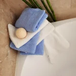 Pachet 6 prosoape baie pentru maini, 30x50 cm, 100% bumbac, bleu si alb - imagine 3