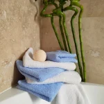 Pachet 6 prosoape baie pentru maini, 30x50 cm, 100% bumbac, bleu si alb