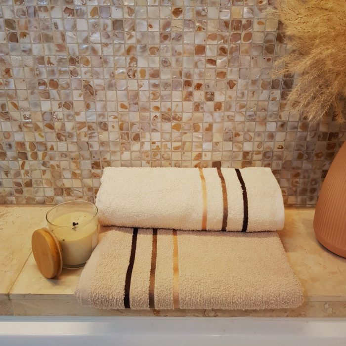 Set 2 prosoape baie - 70x140 cm, 100% bumbac, Cappuccino si crem - imagine 4