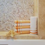 Pachet 6 bucati prosoape baie pentru maini - Ingie, 30x50 cm, 100% Bumbac, alb si orange