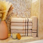 Set 6 prosoape baie - 50x90 cm, 100% bumbac, Cappuccino si crem