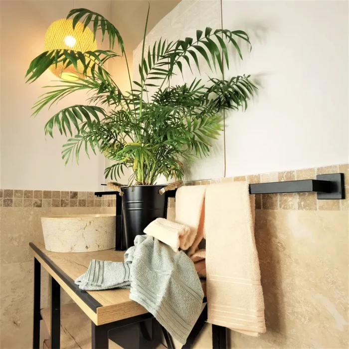 Pachet 2 prosoape baie Eva - 100% bumbac, dimensiunea 40x75 cm, ivoire si gri - imagine 2