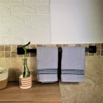 Pachet 2 prosoape baie Eva - 100% bumbac, dimensiunea 40x75 cm, gri albastrui