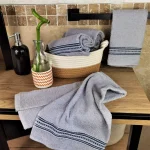 Pachet 2 prosoape baie Eva - 100% bumbac, dimensiunea 40x75 cm, gri albastrui - imagine 2