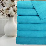 Pachet 6 Prosoape baie,  Greek Border 50x90 cm, 100% bumbac - Turquoise