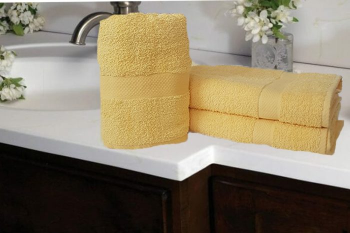 Set 4 prosoape cu bordura  , bumbac 100% , 50x90cm - Galben - imagine 2