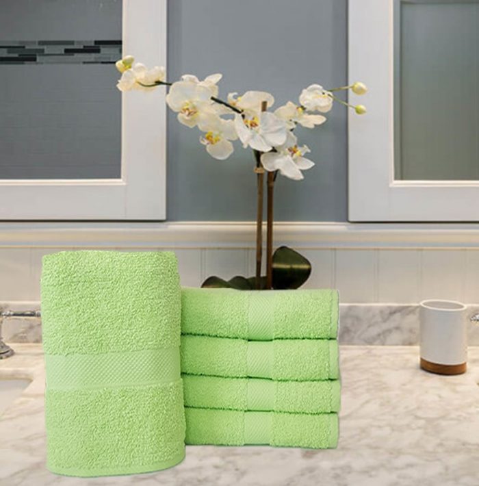 Set 4 prosoape cu bordura  , bumbac 100% , 70x140cm - Verde - imagine 2