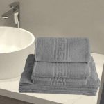 Pachet 6 Prosoape baie Greek Border 50x90 cm, 100% bumbac - Gri - imagine 2