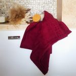 Prosop baie Greek Border Jacquard, 100% bumbac, 500g/mp - Bordo - imagine 6