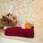 Prosop baie Greek Border Jacquard, 100% bumbac, 500g/mp - Bordo - imagine 2