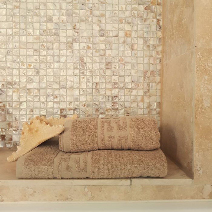 Prosop baie Greek Border Jacquard, 100% bumbac, 500g/mp - Cappuccino - imagine 8