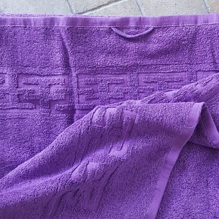 Prosop baie Greek Border Jacquard, 100% bumbac, 500g/mp - Mov - imagine 6