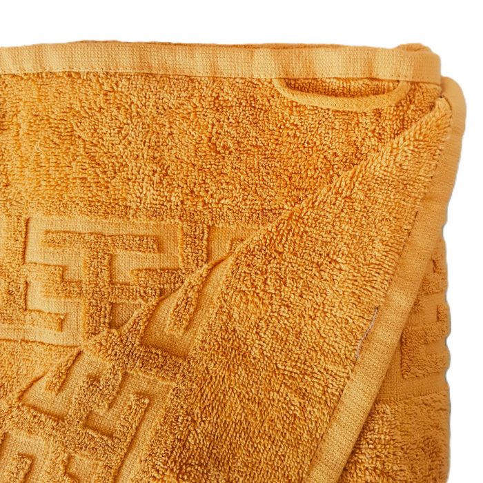 Prosop baie Greek Border Jacquard, 100% bumbac, 500g/mp - Mustar - imagine 5