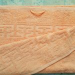 Prosop baie Greek Border Jacquard, 100% bumbac, 500g/mp - Portocaliu - imagine 3