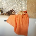 Prosop baie Greek Border Jacquard, 100% bumbac, 500g/mp - Portocaliu - imagine 6