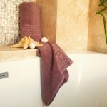 Prosop baie Greek Border Jacquard, 100% bumbac, 500g/mp - Roz ars - imagine 2