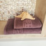 Prosop baie Greek Border Jacquard, 100% bumbac, 500g/mp - Roz ars