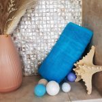 Prosop baie Greek Border Jacquard, 100% bumbac, 500g/mp - Turquoise - imagine 2