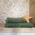 Prosop baie Greek Border Jacquard, 100% bumbac, 500g/mp - Verde - imagine 8