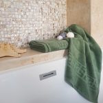 Prosop baie Greek Border Jacquard, 100% bumbac, 500g/mp - Verde - imagine 4