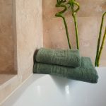 Prosop baie Greek Border Jacquard, 100% bumbac, 500g/mp - Verde - imagine 2