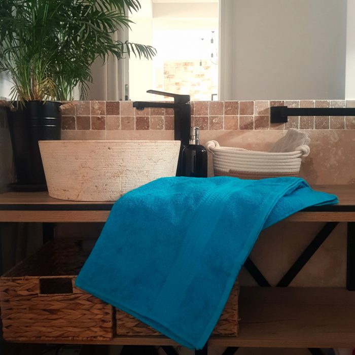 Prosop baie Rise Jacquard, 100% bumbac, 500g/mp - Turquoise - imagine 6