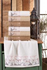 Set 6 prosoape baie  50x80cm , bumbac 100% LEAVES