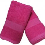 Prosop de baie pentru maini, cu bordura decor bob de orez – 100% Bumbac, 30x50 cm, fuxia