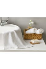 Prosop jacquard - Hotel, fara model - 30x50 cm - 100% bumbac, 600 g/mp, alb - imagine 6