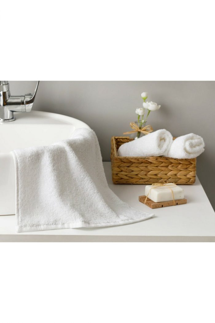 Prosop jacquard - Hotel, fara model - 30x50 cm - 100% bumbac, 600 g/mp, alb - imagine 6