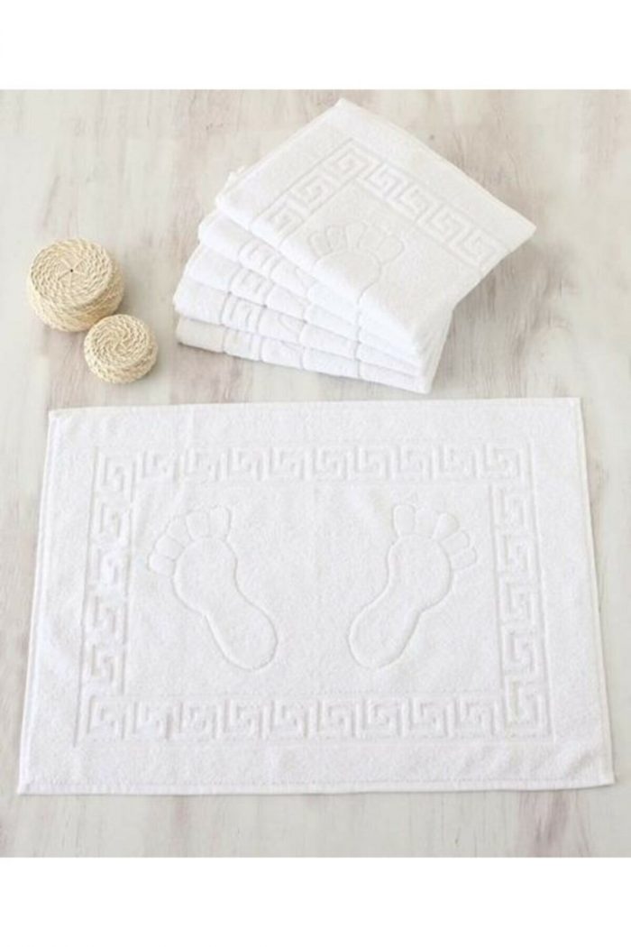 Prosop Jacquard baie pentru picioare Greek Border - 100% bumbac, 50x70 cm, alb - imagine 3