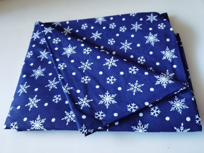 Cearceaf pat 200x220cm , bumbac 100% , albastru cu fulgi de zapada -z005a - imagine 2