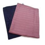 Set 2 fete de perna, 50x70 cm, damasc saten color cu rame decorative, 100% bumbac, roz ars, bleumarin - imagine 2