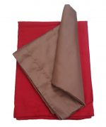 Set 2 fete de perna, 50x70 cm, Damasc Saten DeLux cu rame decorative, 100% bumbac, maro, rosu - imagine 2