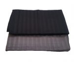 Set 2 fete de perna, 50x70 cm, damasc saten color cu rame decorative, 100% bumbac, gri antracit, negru