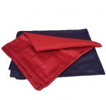 Set 2 fete de perna, 50x70 cm, Damasc Saten DeLux cu rame decorative, 100% bumbac, bordo, bleumarin