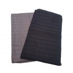 Set 2 fete de perna, 50x70 cm, damasc saten color cu rame decorative, 100% bumbac, gri antracit, negru - imagine 2