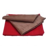 Set 2 fete de perna, 50x70 cm, Damasc Saten DeLux cu rame decorative, 100% bumbac, maro, rosu