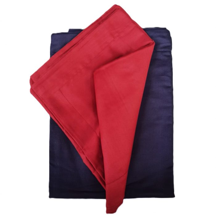 Set 2 fete de perna, 50x70 cm, Damasc Saten DeLux cu rame decorative, 100% bumbac, bordo, bleumarin - imagine 2